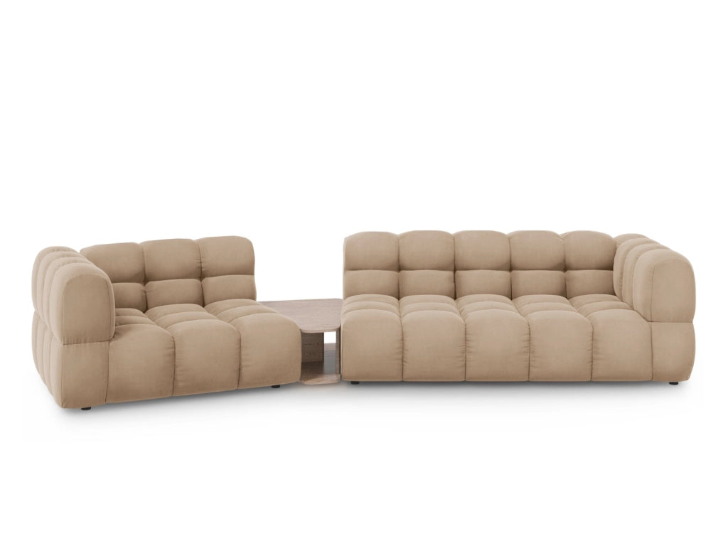 Cosmopolitan Design - Divano modulare sinistro "Sky" 3 posti in velluto sabbia 
