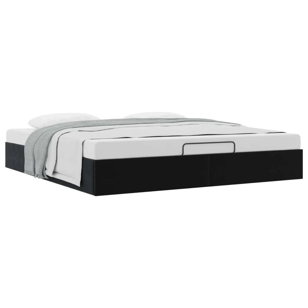 Letto ottomano Nero King size Velluto 3403078