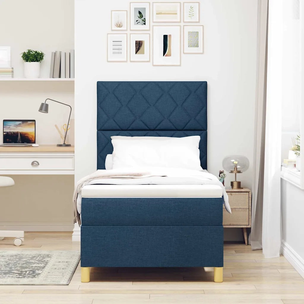 Letto a molle con materasso Blu 100 x 200 cm Tessuto 3339678