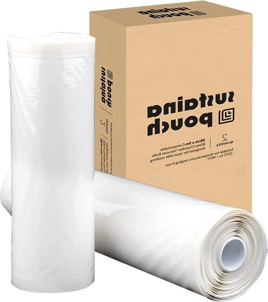 Raccoglitore di Compost Compostabile 80mu con Selettore di Relievo per Selettore di Vuoto, Rulli da 28cm x 5cm - 2 rulli