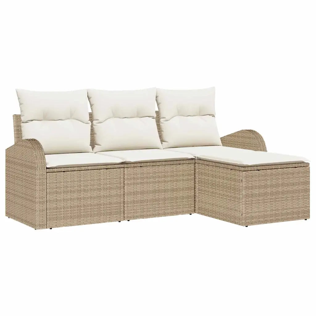 Set Divano da Giardino Beige polyrattan