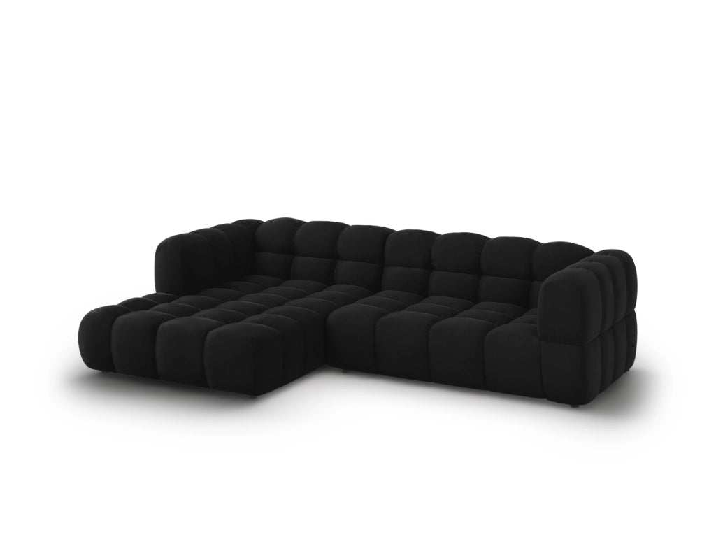 Cosmopolitan Design - Divano angolare modulare sinistro "Sky" 4 posti in velluto nero 