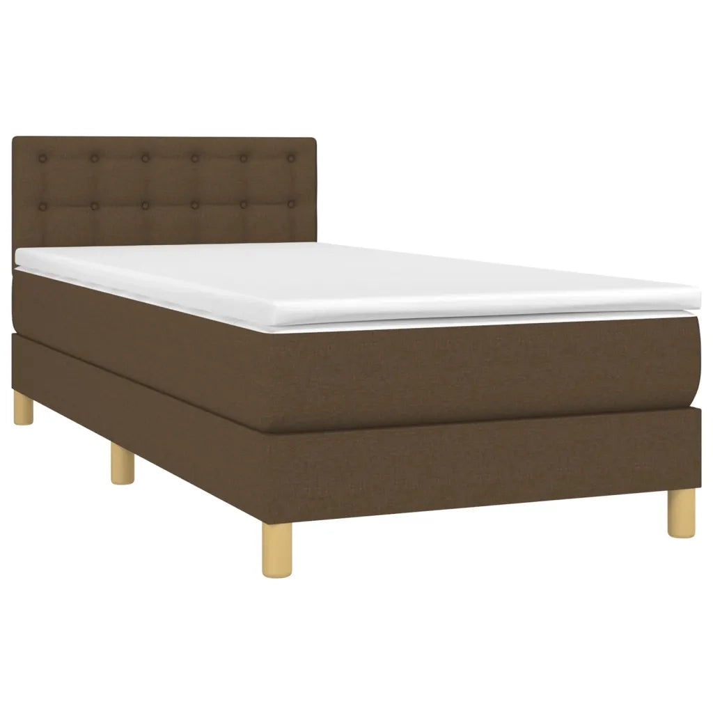 Letto a Molle Materasso e LED-Struttura Letto con Materasso Marrone Scuro 90x200cm in Tessuto 774219