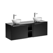 Set da bagno VANTA: mobile sotto lavabo 140cm + piano lavabo + 2 lavabi da appoggio