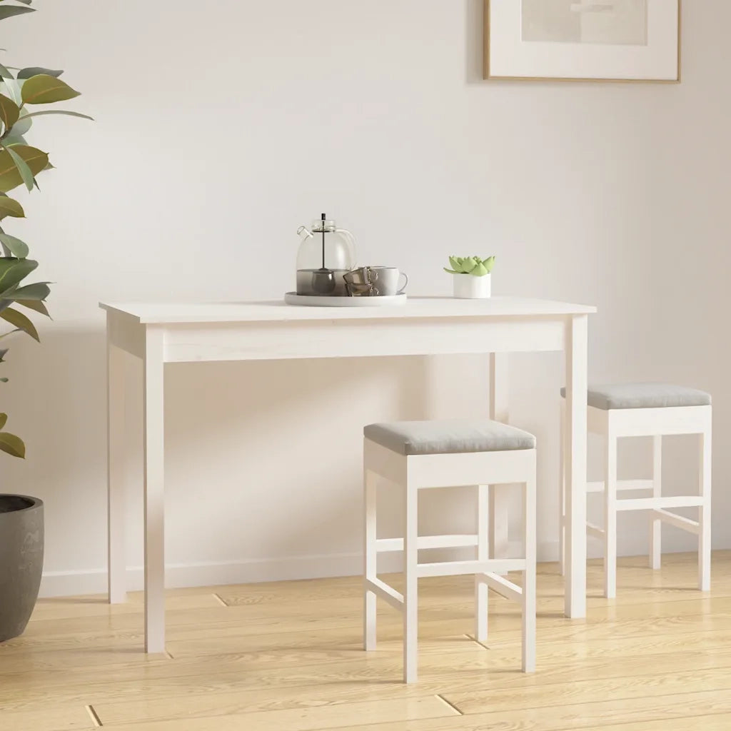 Tavolo da Pranzo Bianco 110x55x75 cm in Legno Massello di Pino 814250