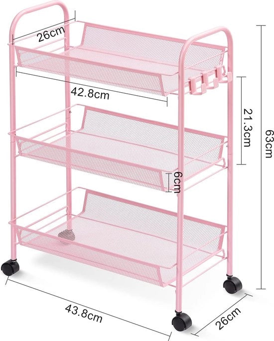 Trolley multifunzionale con ruote per cucina, ufficio, bagno - Trolley di archiviazione - Trolley rotante con ruote