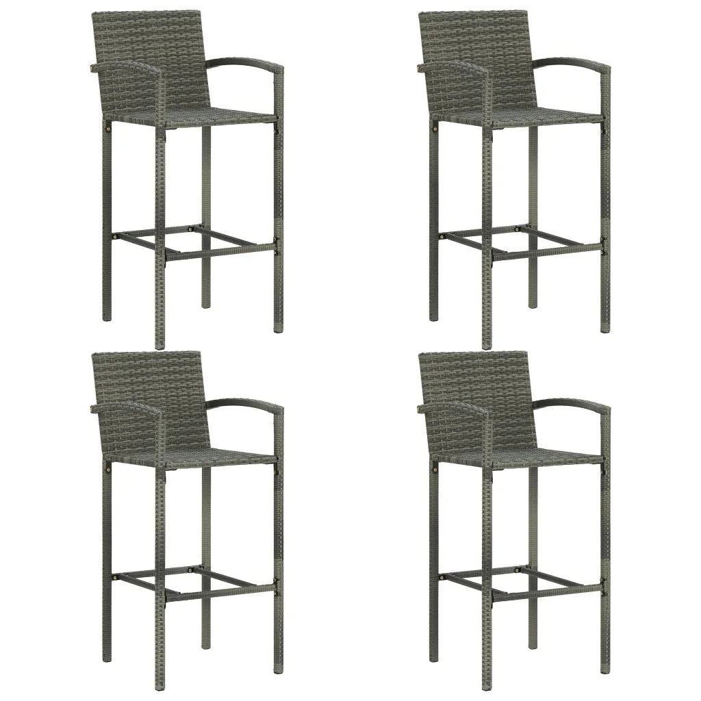 Set Bar da Giardino 5 pz in Polyrattan Grigio