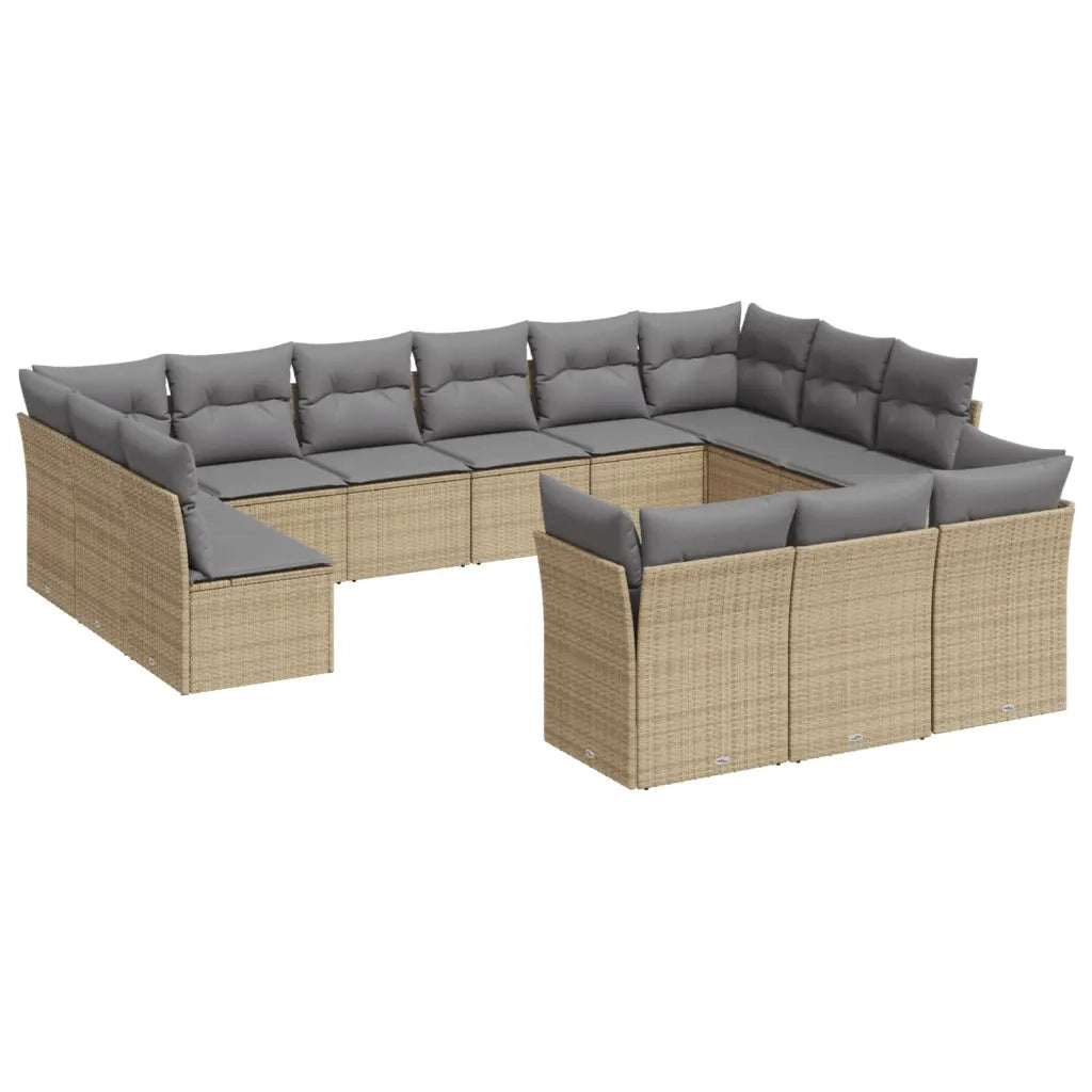 Set Divano da Giardino 13 pz con Cuscini Beige in Polyrattan 3250288
