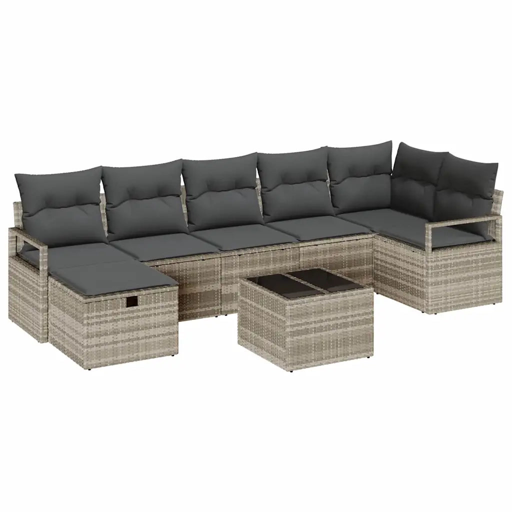 Set di divani con cuscino 8 pcs Grigio chiaro polyrattan