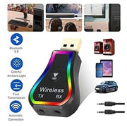 Trade Shop - Mini Ricevitore Audio Usb Wireless Bluetooth 5.0 Aux Stereo Rgb Led Light Q-tr31 -