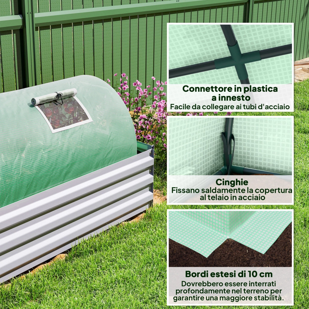Serra da Giardino con Finestrelle ¨C Minimal ¨C Verde Acciaio 300x80x45 cm