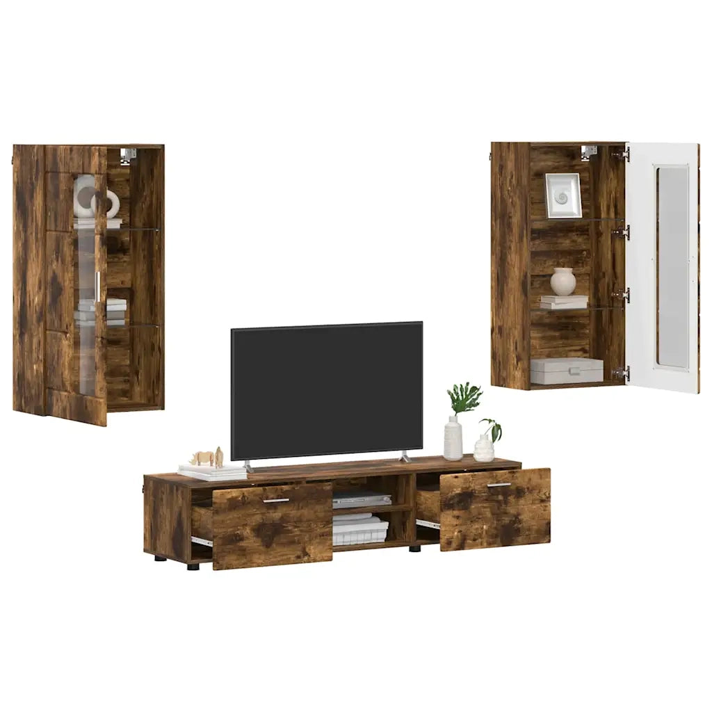 Set mobile TV con cassetto FLORIN Rovere fumé Legno multistrato