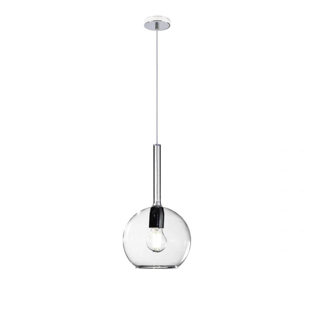 SOSPENSIONE CROMO 1 LUCE MEDIA TRASPARENTE 1155CR-SM-TR
