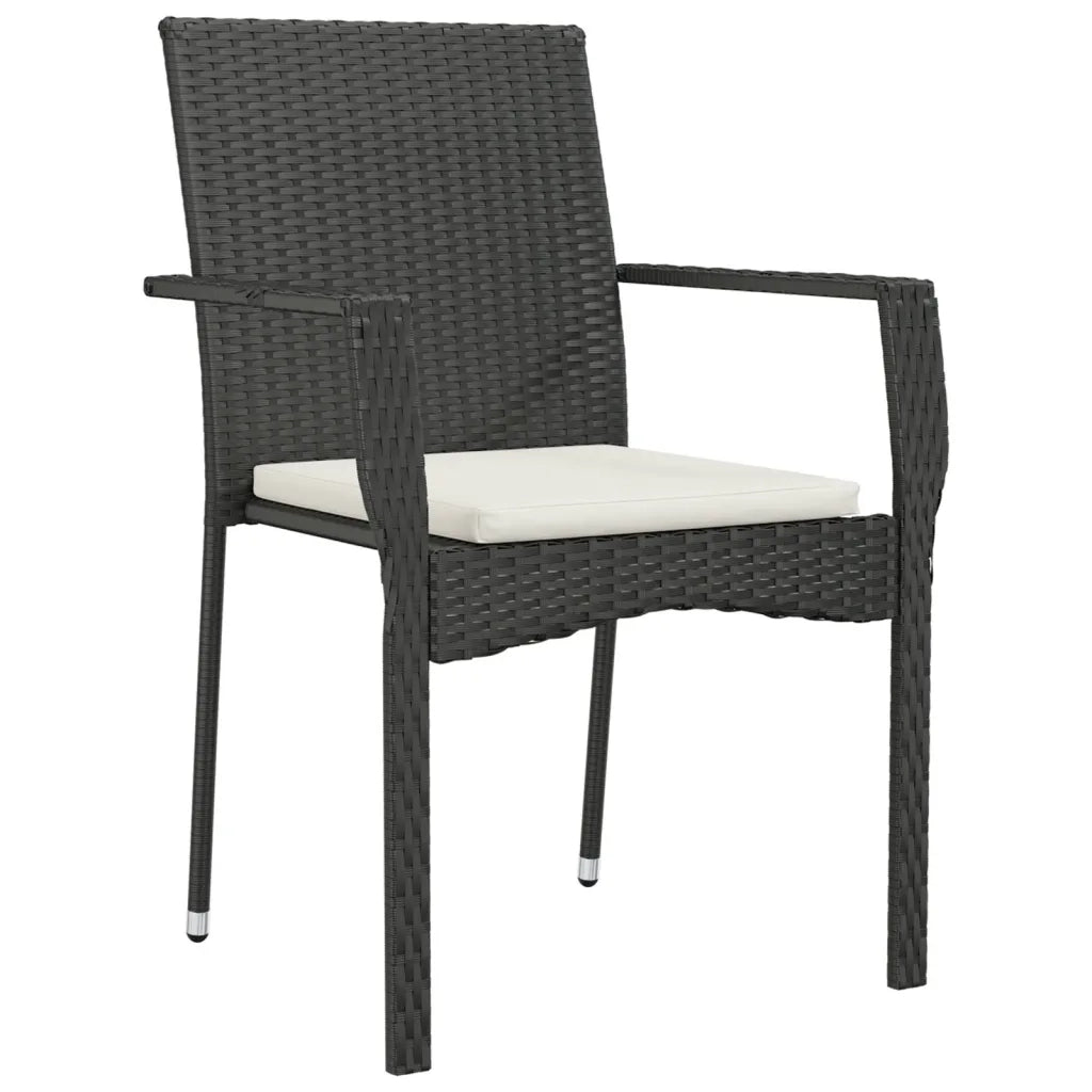Set da Pranzo da Giardino 5 pz Nero con Cuscini in Polyrattan 3185122