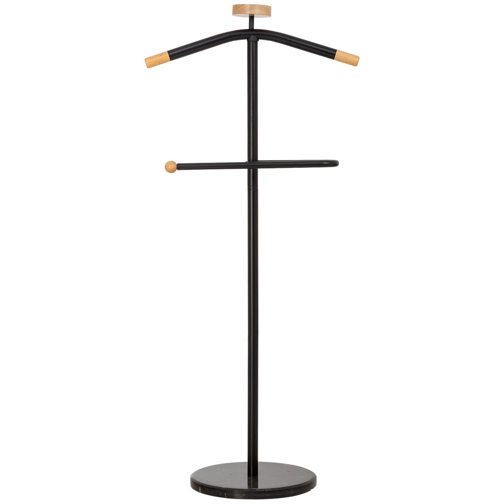 Galán de noche de metal y madera negro 120h cm