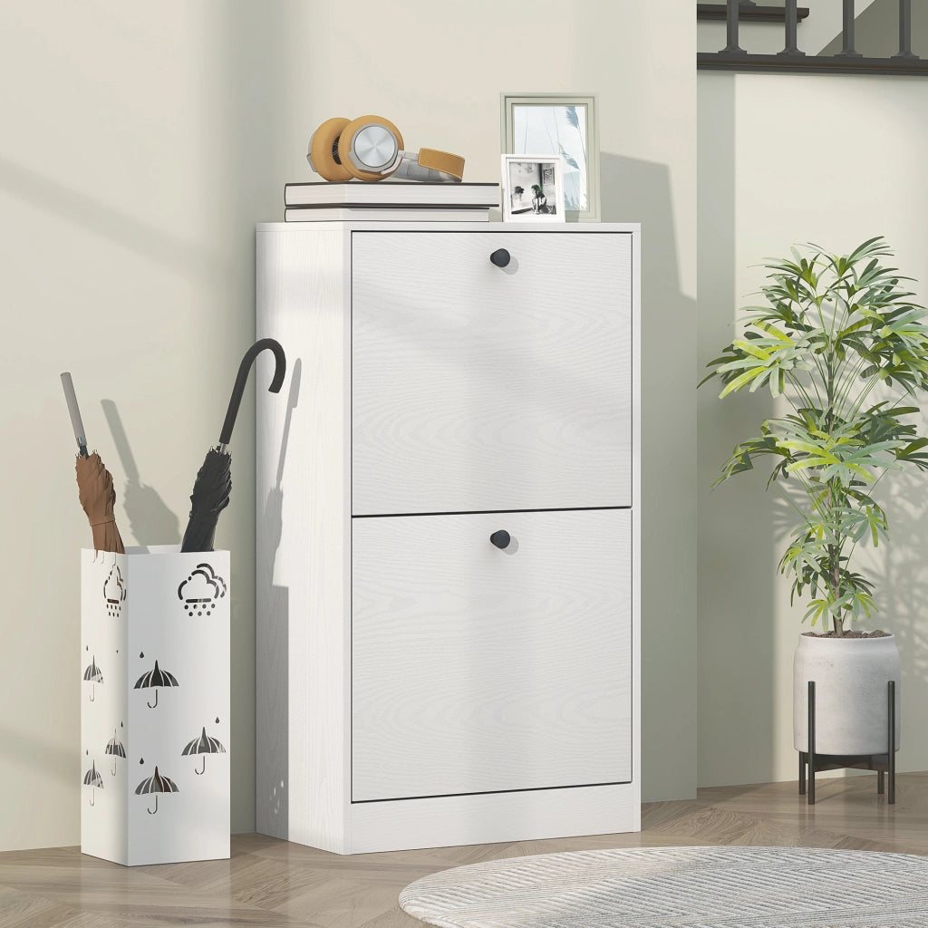 Scarpiera con Cassetti e Ripiani ¨C Minimal ¨C 47x26x85 cm Bianco Veteato