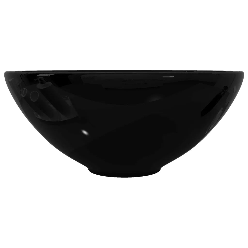 Lavandino da bagno in ceramica nera rotondo 141929