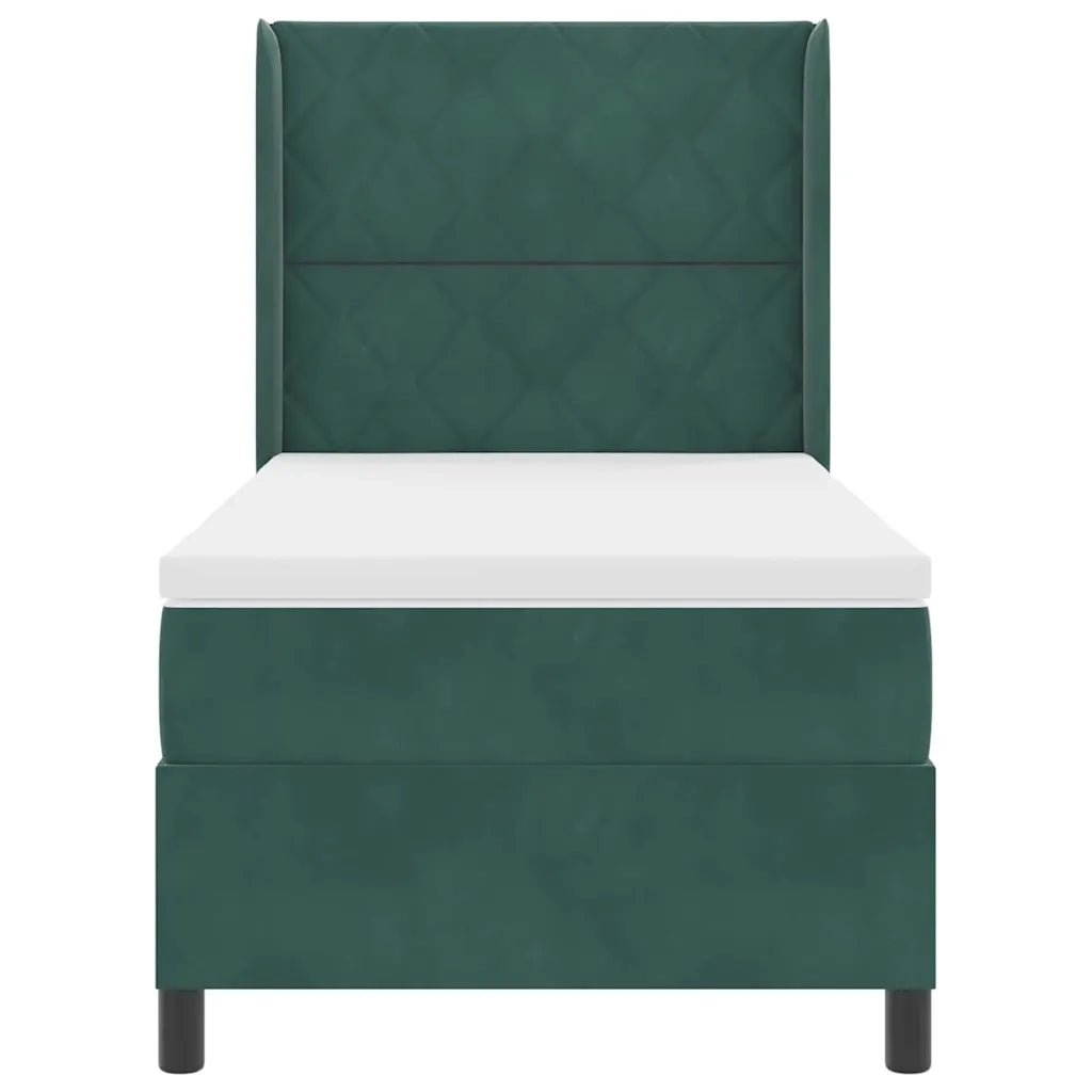 Letto a molle con strisce LED Verde Scuro 90 x 200 cm Velluto 3343907
