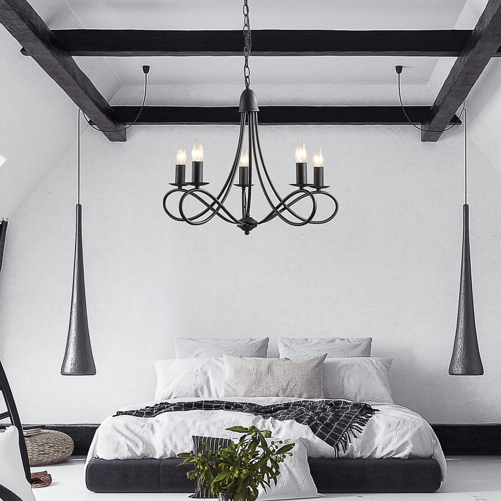 Lampadario Soffitto Rustico ¨C Minimal ¨C Nero 58x45 cm