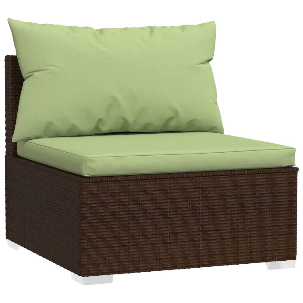 Set Divani da Giardino 5 pz con Cuscini in Polyrattan Marrone 3102188