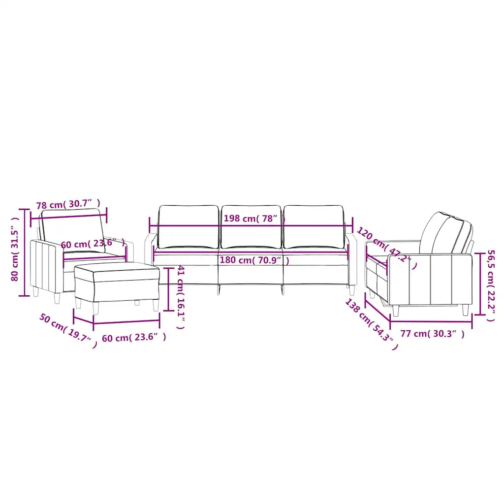 Set di Divani 4 pz con Cuscini Crema in Velluto 3201494