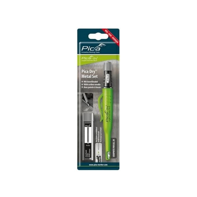 Pica 30800 Dry Metal Set Kit Marcatura e Incisione Matita Automatica 2B e Ago in Metallo Duro 30 mm colore Grigio