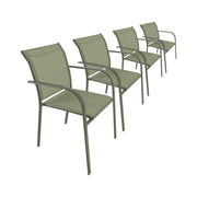 Set 4 sedie da giardino in alluminio e textilene, verde kaki