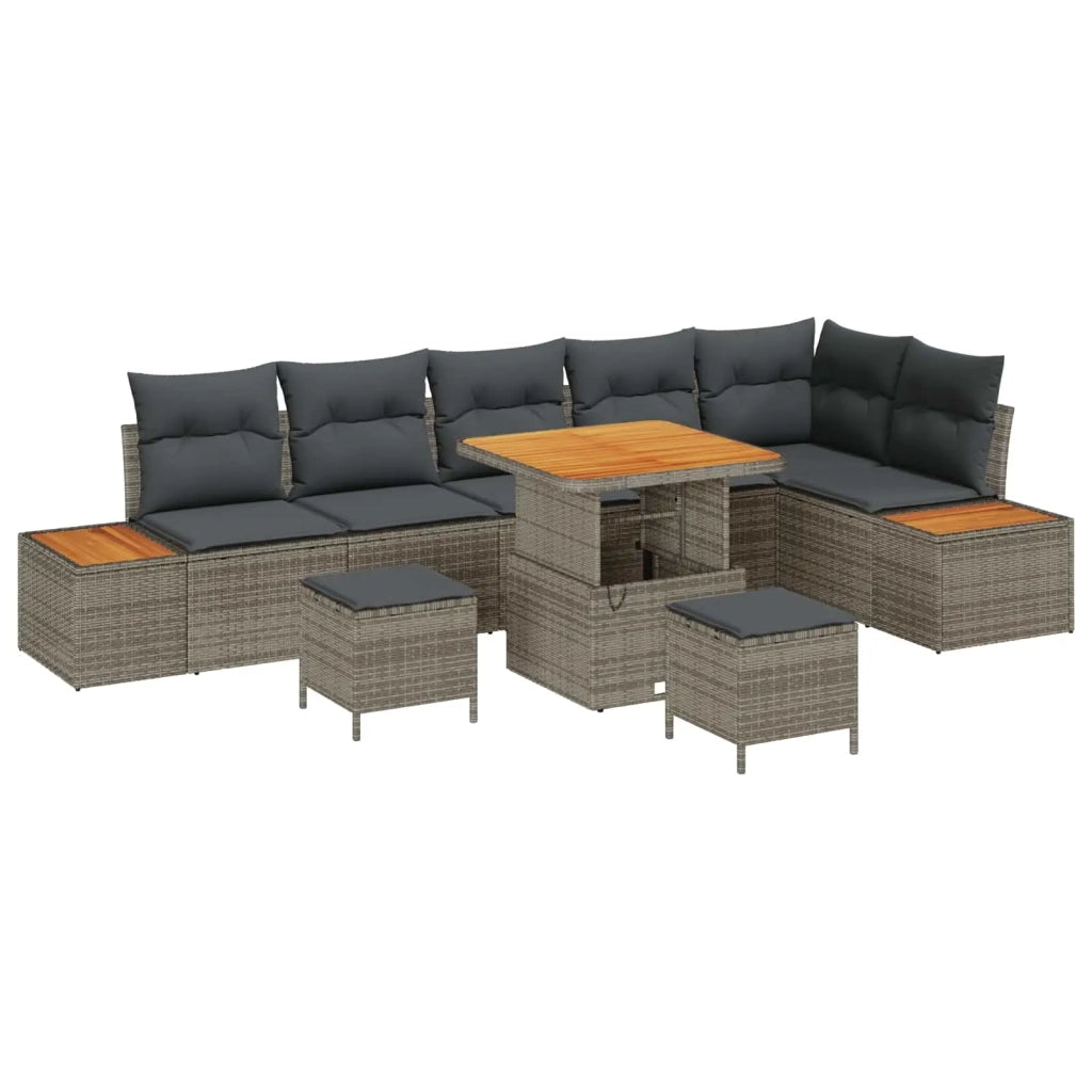 Set Divano da Giardino con cuscino 9 pcs Grigio 3363323