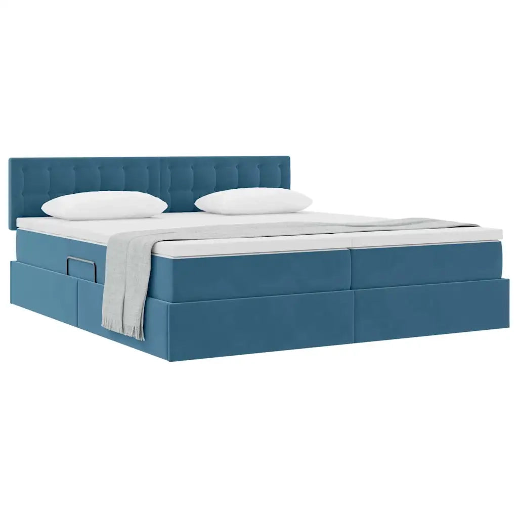 Letto con Contenitore con materasso Blu Scuro 100 x 200 cm