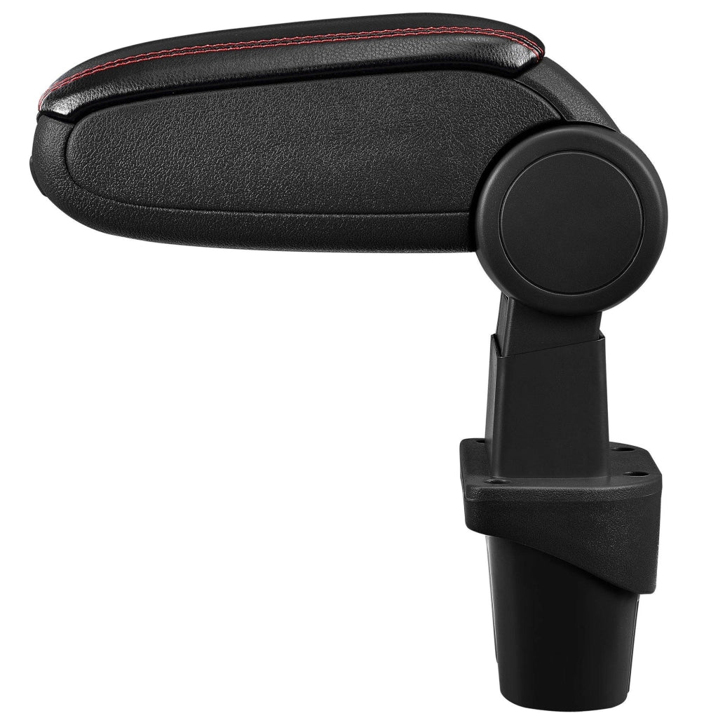 Bracciolo centrale per Touran con scomparto imbottito in similpelle nera con cuciture rosse 03_0000340
