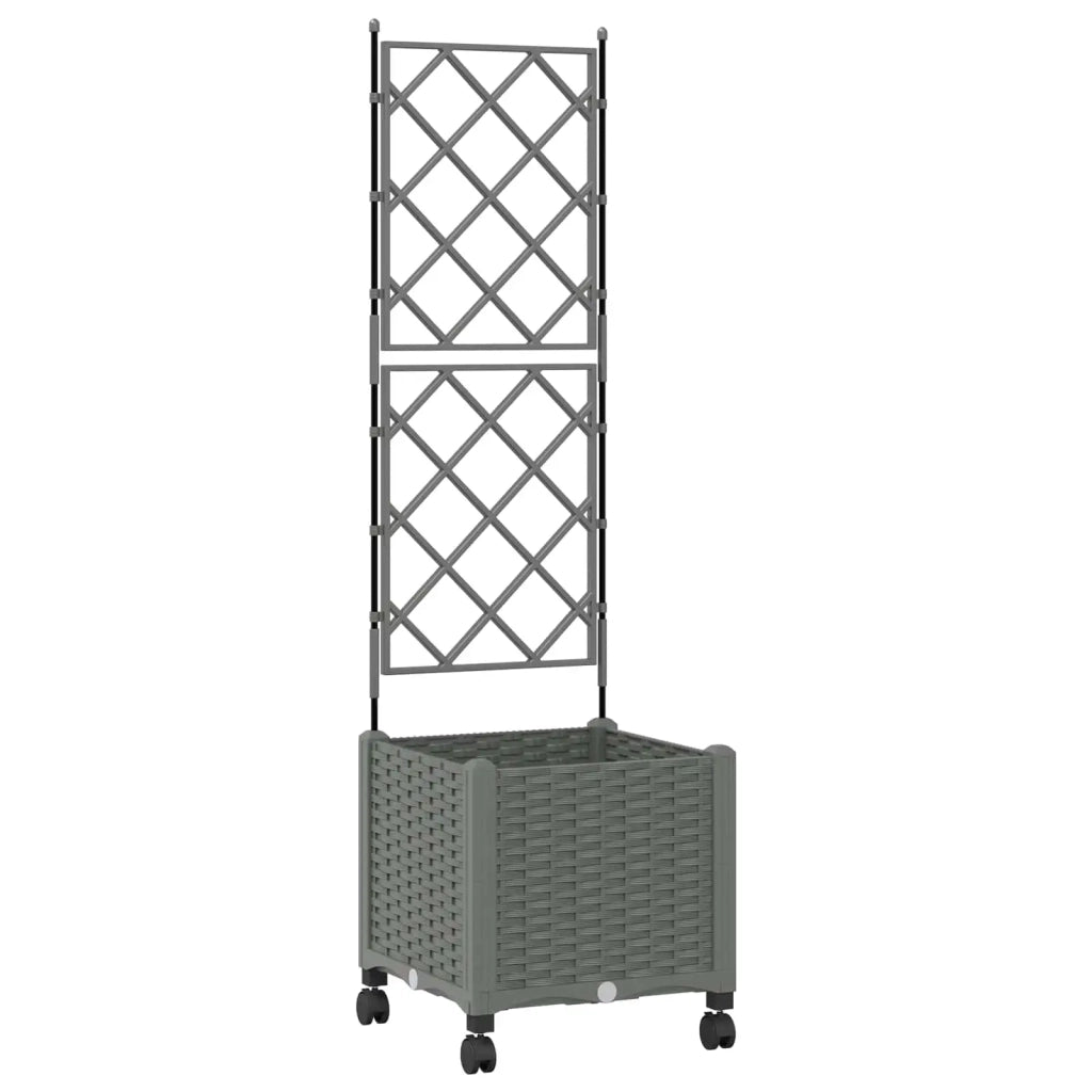 Vaso da giardino con grigliato e ruote Grigio Chiaro PP 3422942