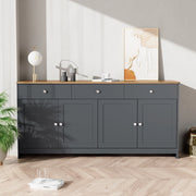 Sideboard in legno venato grigio e nero - Zephmum- 4 ante 3 cassetti