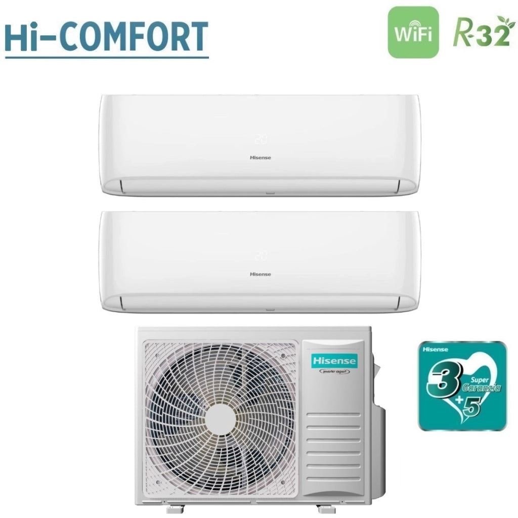 Condizionatore Dual Split Hisense Hi-Comfort 9+12 con 3AMW62U4RJC R-32 Wi-Fi Integrato