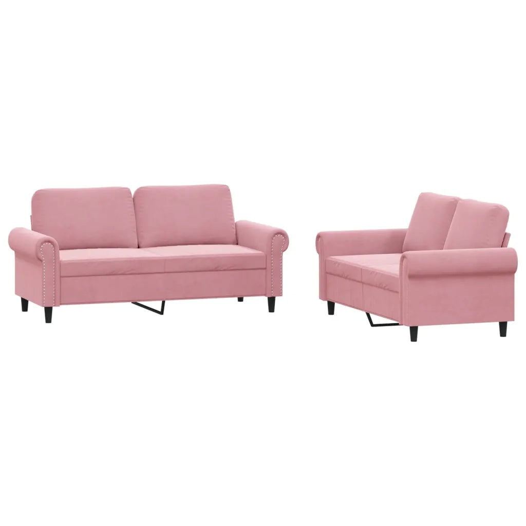 Set di Divani 2 pz con Cuscini rosa in Velluto
