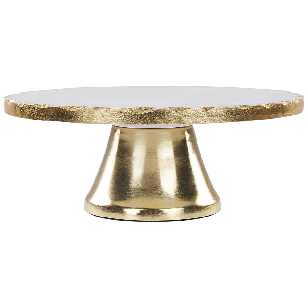 Alzata per torta elegante e decorativa in acciaio inox in marmo scolpito bianco e oro vassoio porta dolci