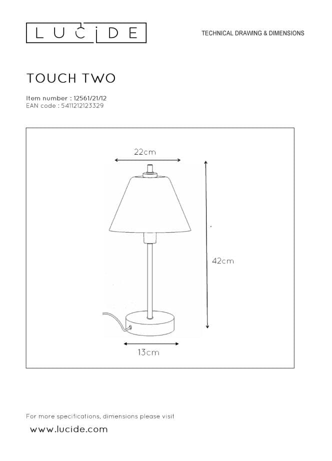 Lampada da tavolo Lucide Touch E14 60W cromo bianco