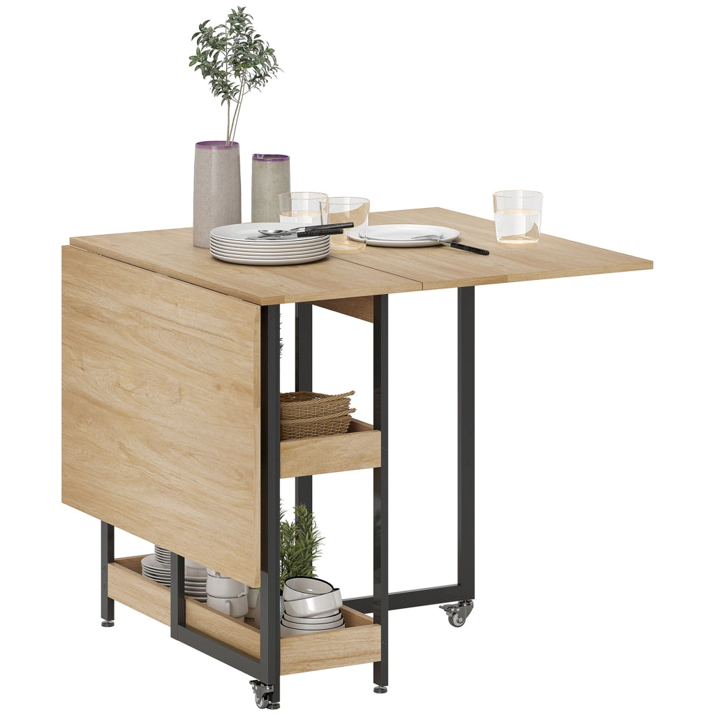 Tavolo da pranzo pieghevole ¨C Minimal ¨C quercia, con ruote