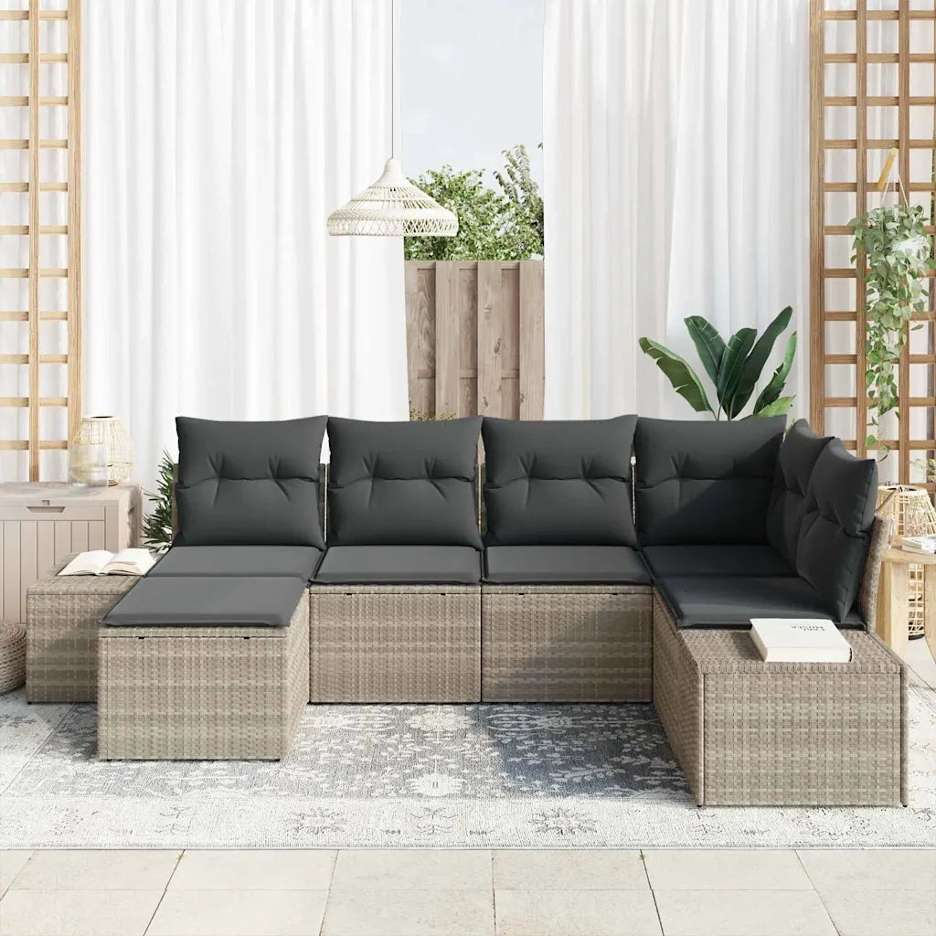Set Divano da Giardino 6 pcs Grigio chiaro polyrattan 3355801