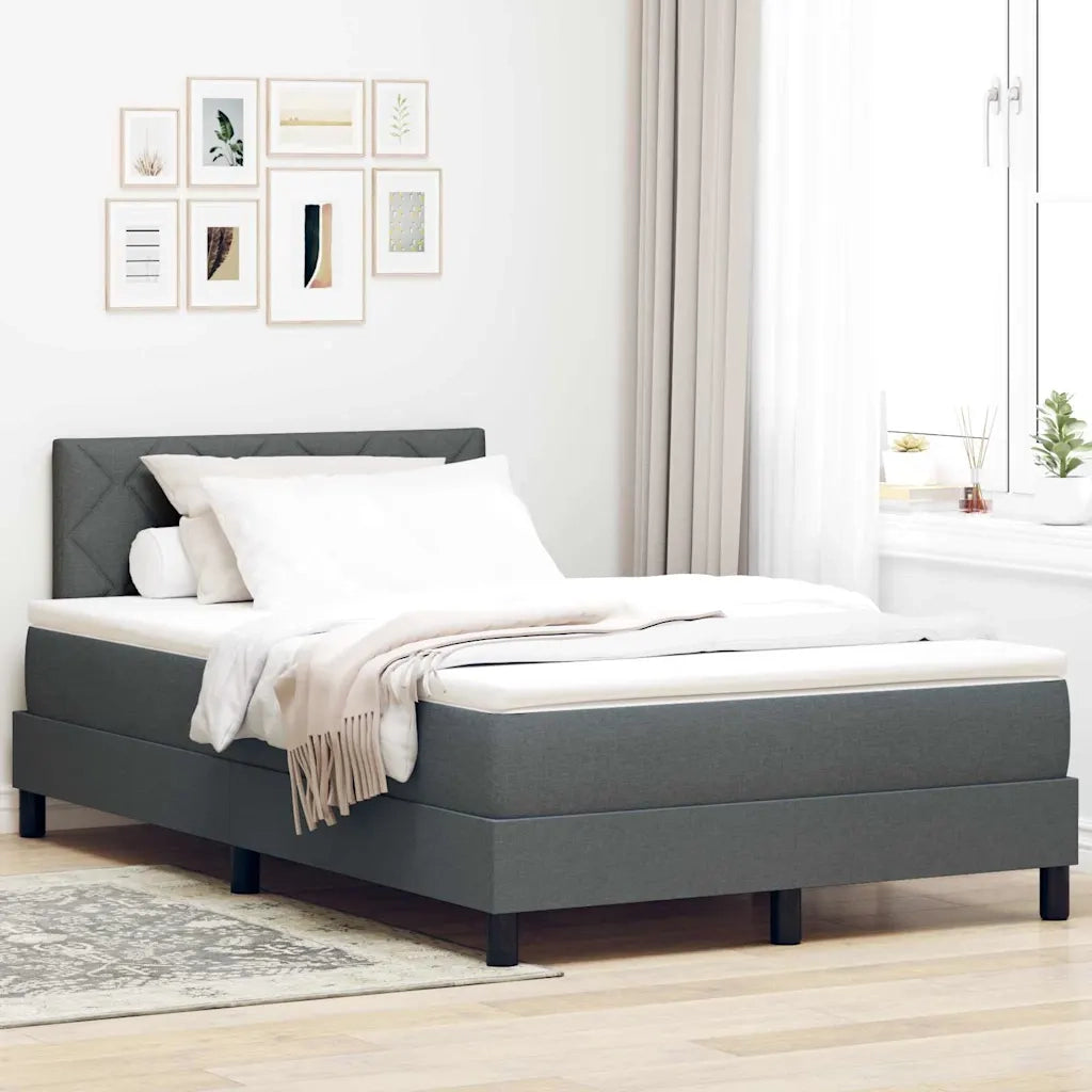 Letto a molle con materasso Grigio scuro 120 x 190 cm Tessuto