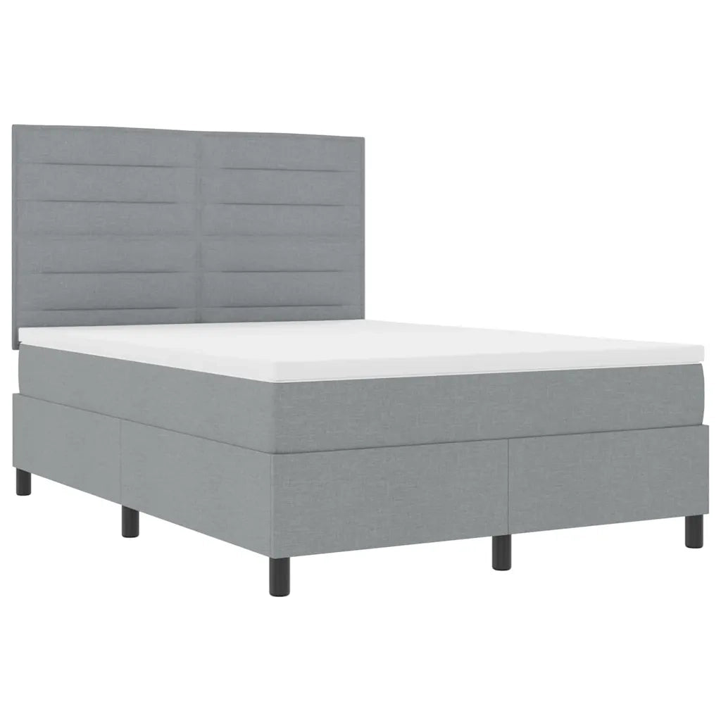 Letto a molle con materasso Grigio chiaro 140 x 190 cm Tessuto