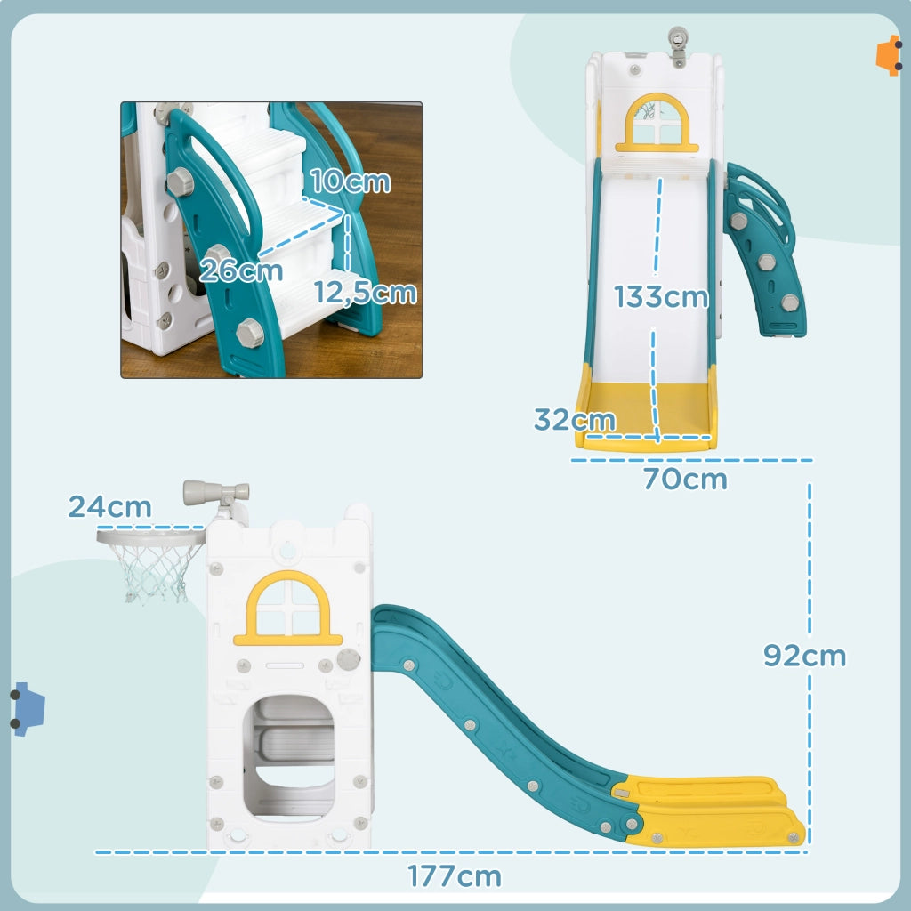 Letto a soppalco con scivolo e canestro ¨C Zephmum ¨C Giallo Verde