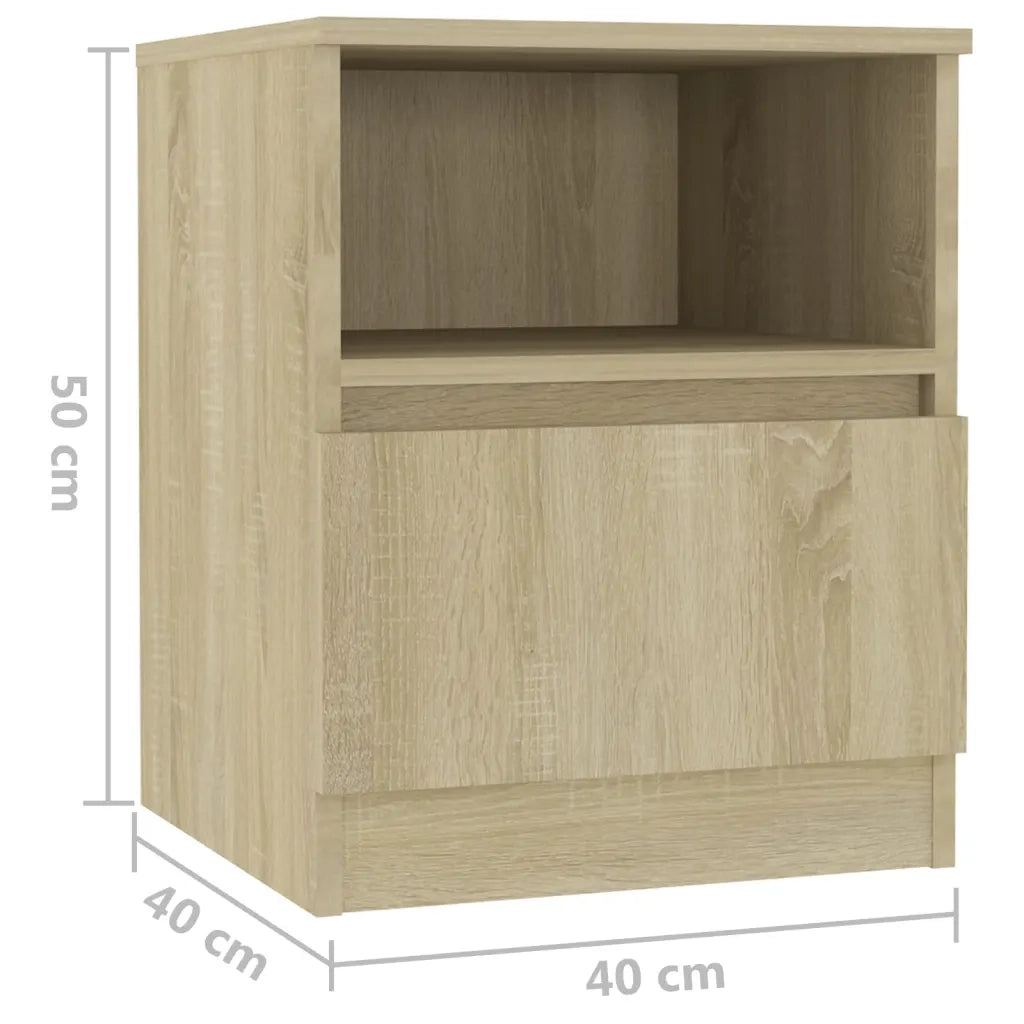 Set di 2 Comodini | Armadio da Notte | Mobiletto da notte Rovere Sonoma 40x40x50 cm in Legno Multistrato