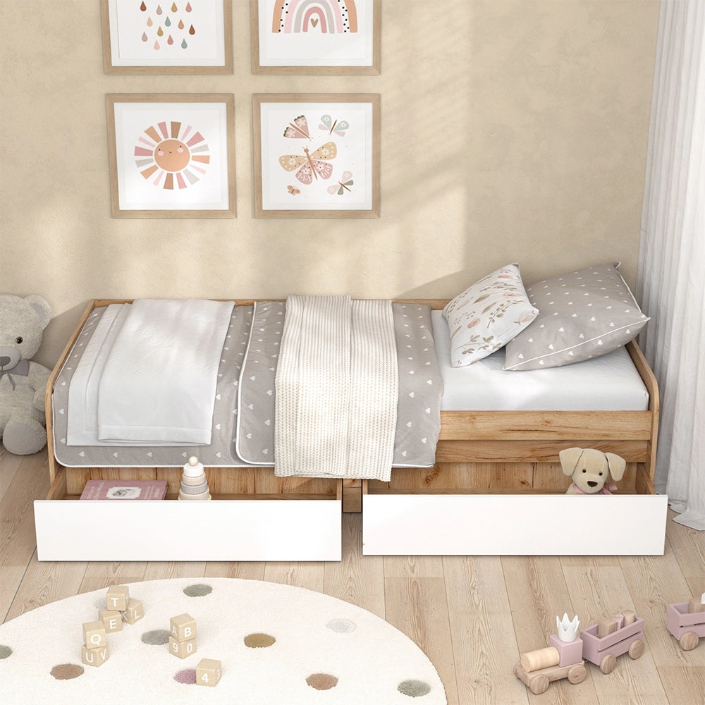 Vicco Letto per bambini Bianco/Artisan 90x200 cm con materasso