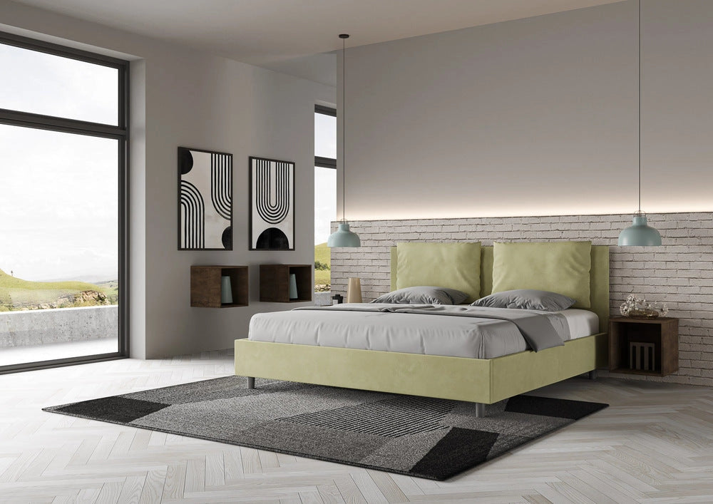 Letto Matrimoniale Francese 140x210 cm con Rete Antea Tè Verde