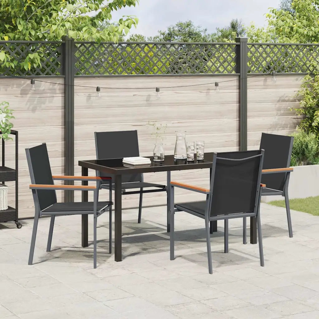 Set da Pranzo per Giardino 5 pcs Nero