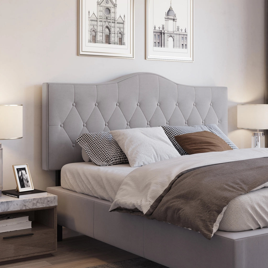 Testiera letto imbottita in velluto grigio ¨C Xylo ¨C 185x134 cm