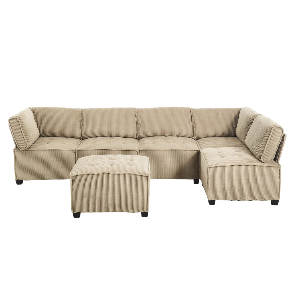 Sofa modulare 6 posti - Zephmum- Tessuto corda, ergonomico, stoccaggio, combinabile