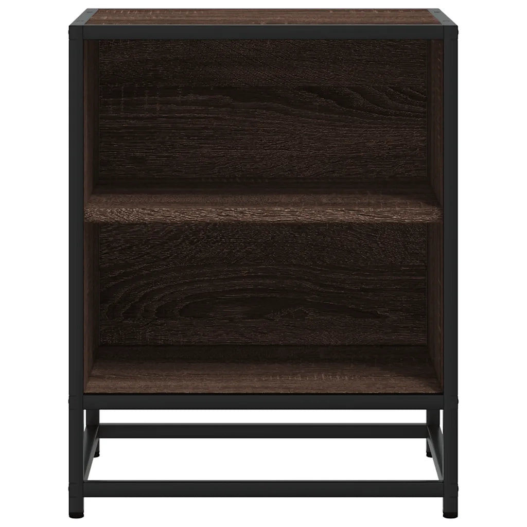 Comodini Rovere Marrone 2 pz Legno Multistrato Metallo 848708