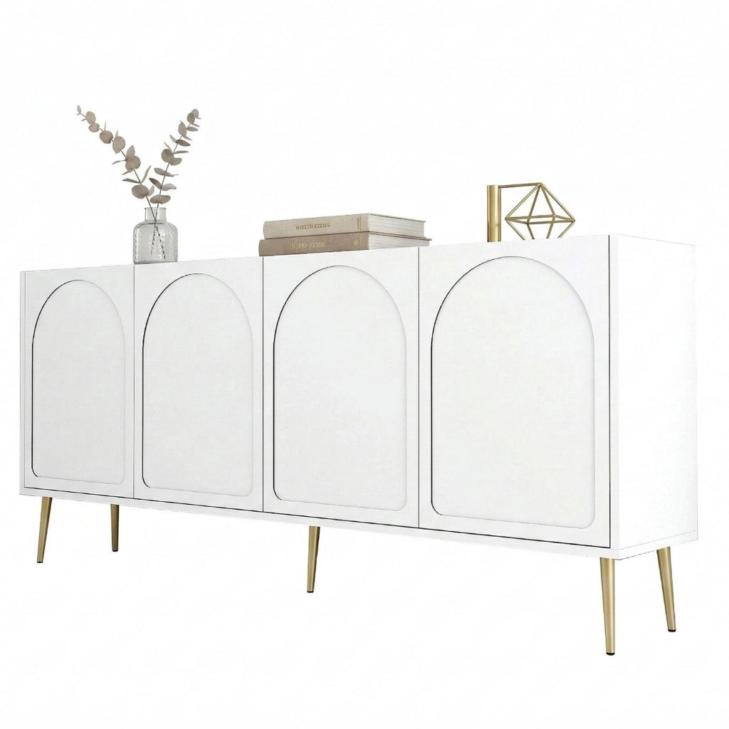 Madia Torno, Credenza 2 Ripiani, 180x35x80h cm Bianco