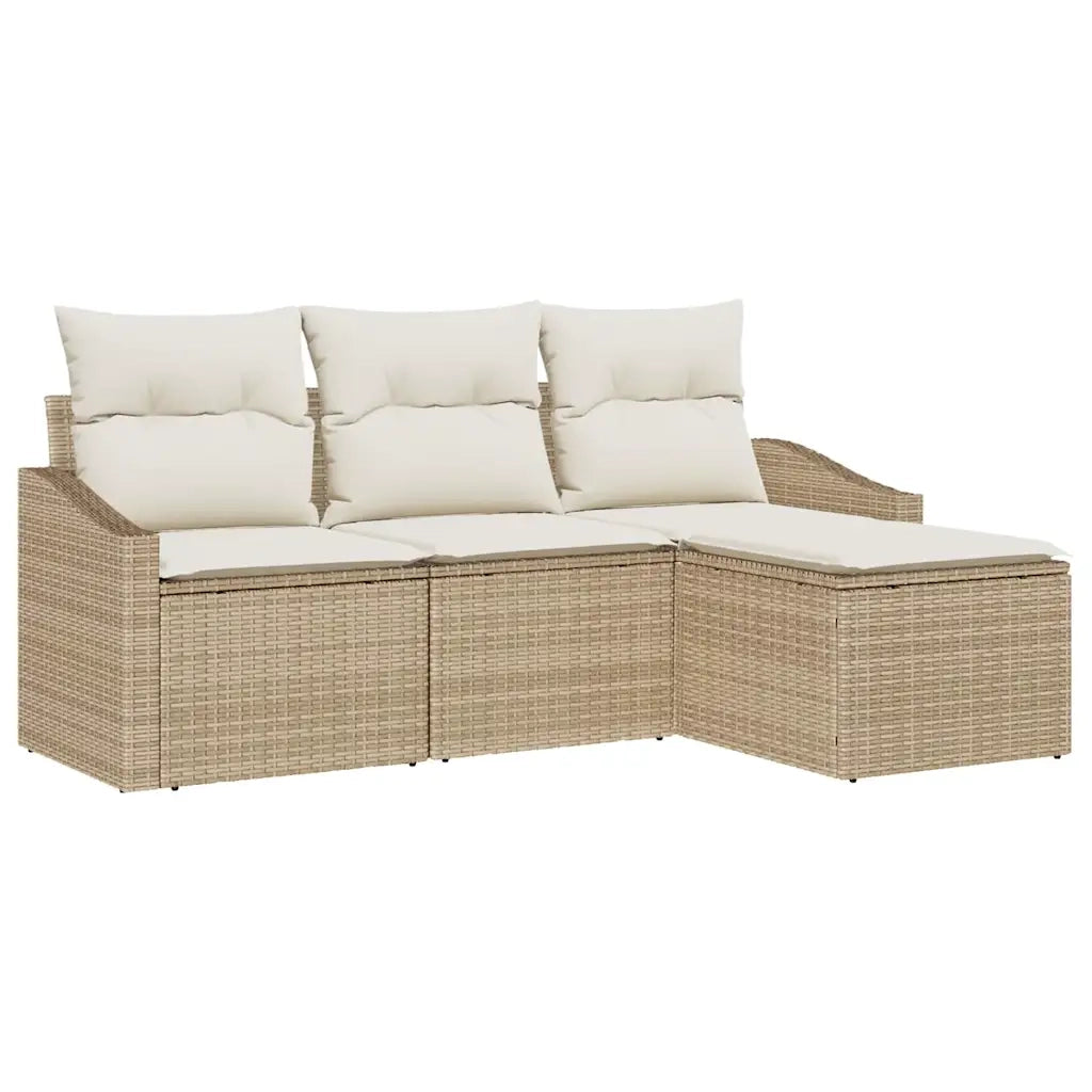 Set di divani con cuscino 4 pcs Beige e Crema polyrattan 3355340